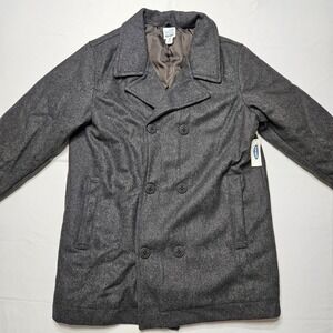 Old Navy Kids Double-Breasted Wool-Blend‎ Peacoat - Charcoal